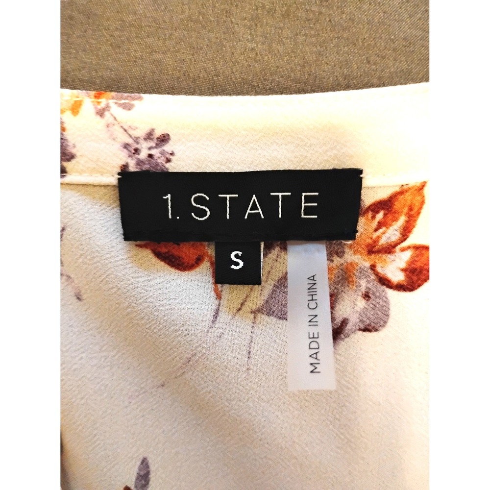 🌸1.STATE Floral Wrap Peasant Boho whimsygoth top preppy Long Sleeve V-Neck - Picture 2 of 9